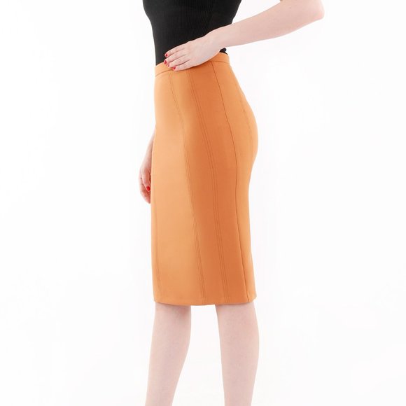 Orange color pencil skirt - Picture 2 of 4